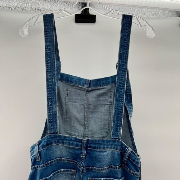 KanCan Women's Open Back Denim Overalls Slim Leg Distressed Size Small - Picture 7 of 9